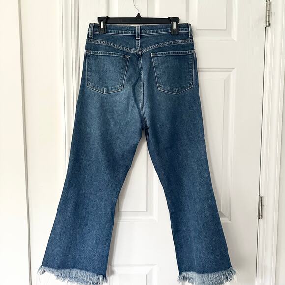 J Brand Julia High Rise Frayed Hem Crop Flare Ankle Denim Jeans in Romance 31 - Picture 9 of 14